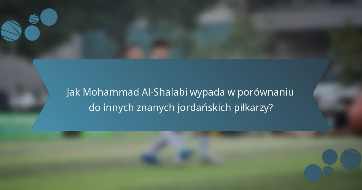 Jak Mohammad Al-Shalabi wypada w porównaniu do innych znanych jordańskich piłkarzy?