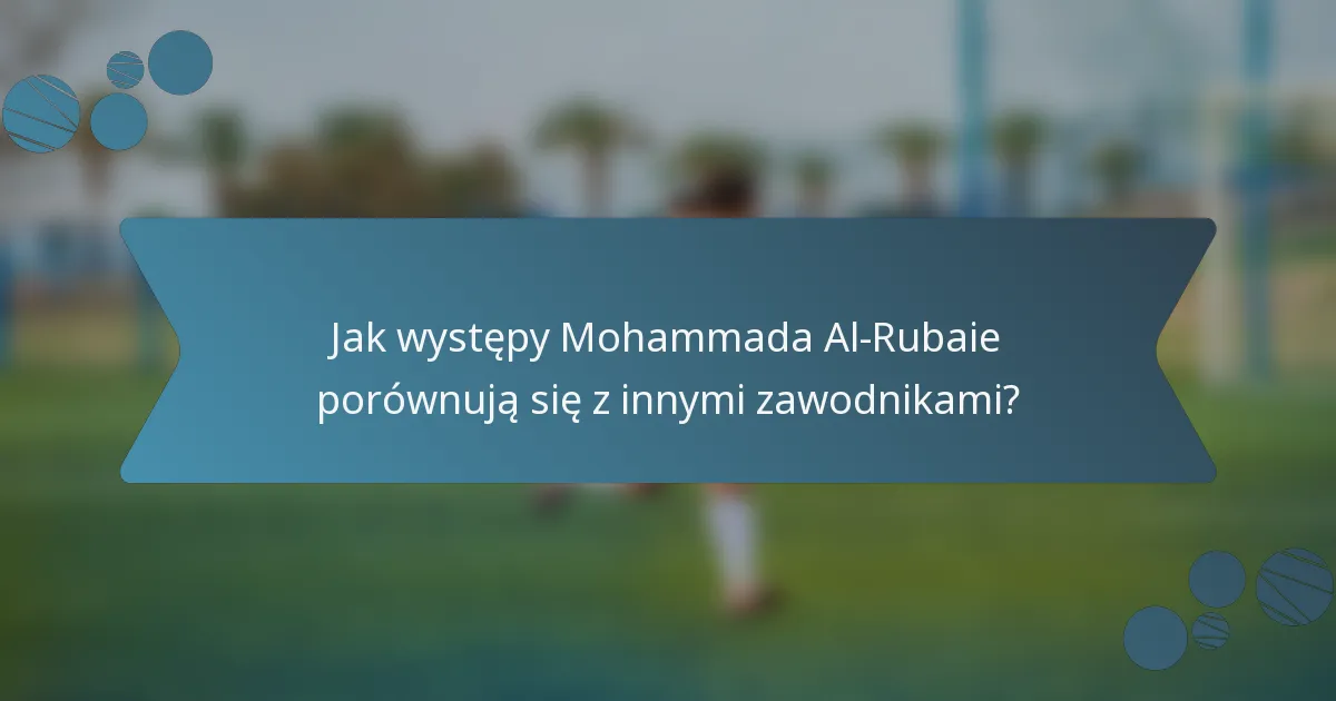Jak występy Mohammada Al-Rubaie porównują się z innymi zawodnikami?