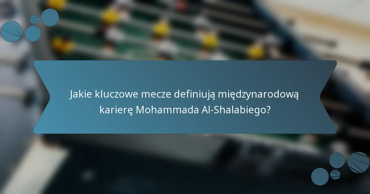 Jakie kluczowe mecze definiują międzynarodową karierę Mohammada Al-Shalabiego?