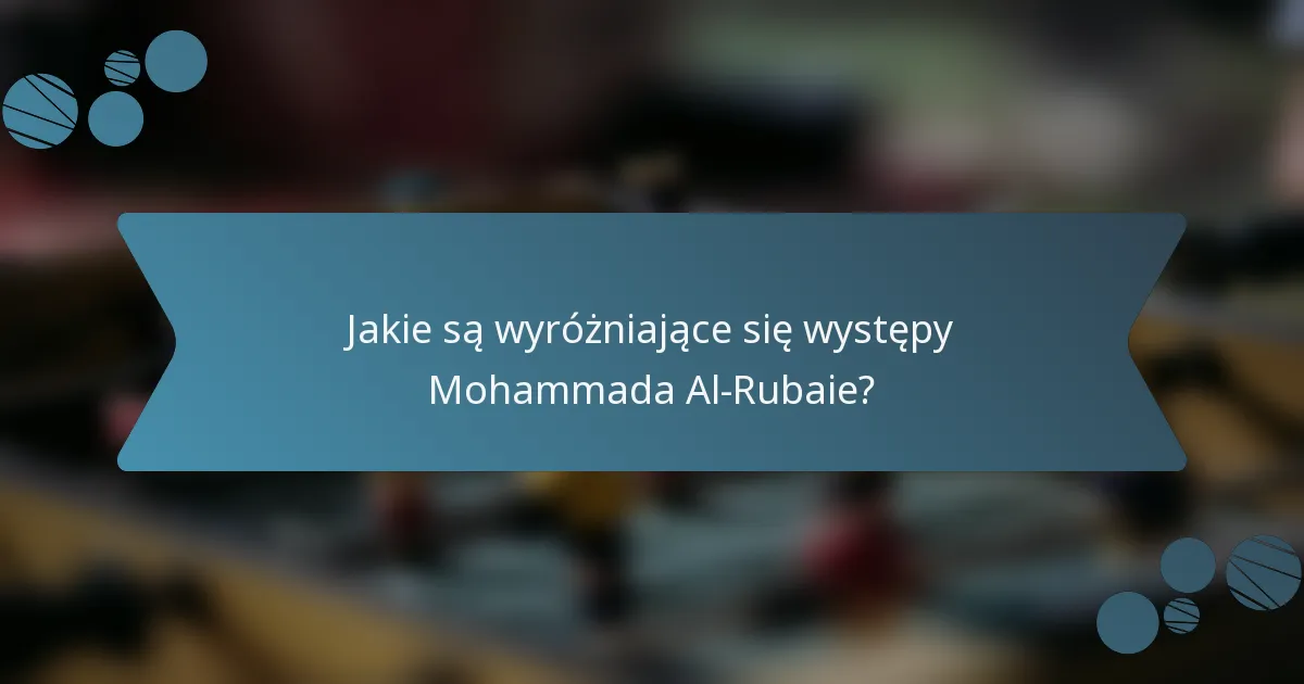 Jakie są wyróżniające się występy Mohammada Al-Rubaie?